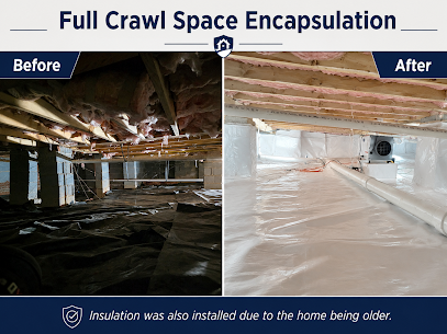 Before and after full crawlspace encapsulation